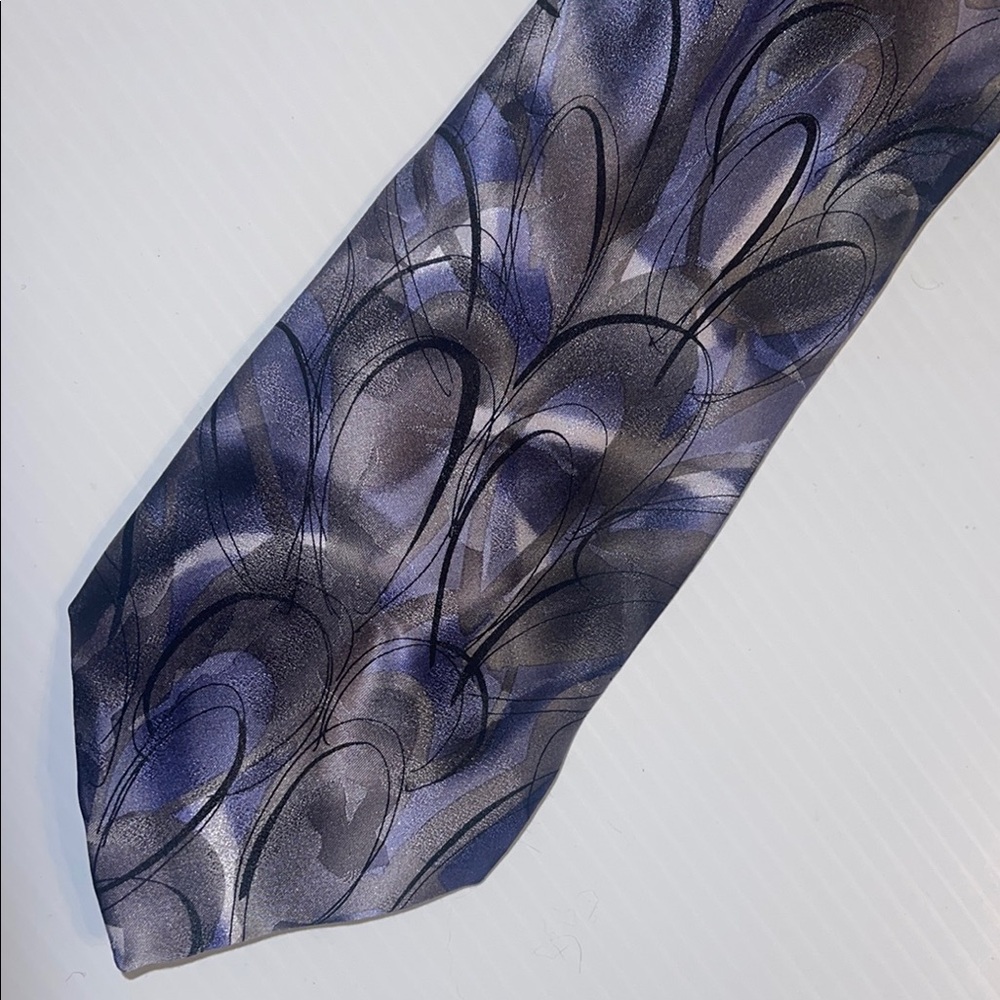 J. Garcia Purple and Black Tie with Abstract Pattern